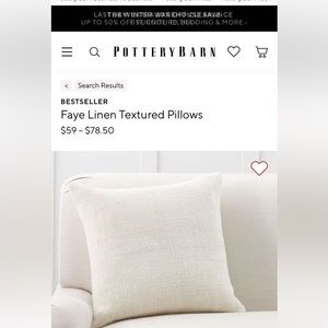 Two Pottery Barn linen Faye Pillow Covers